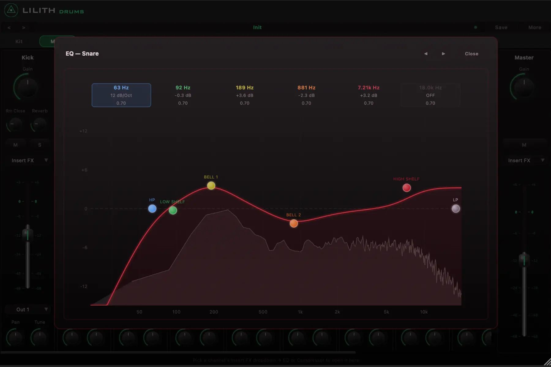 LILITH DRUMS: Built-in parametric EQ