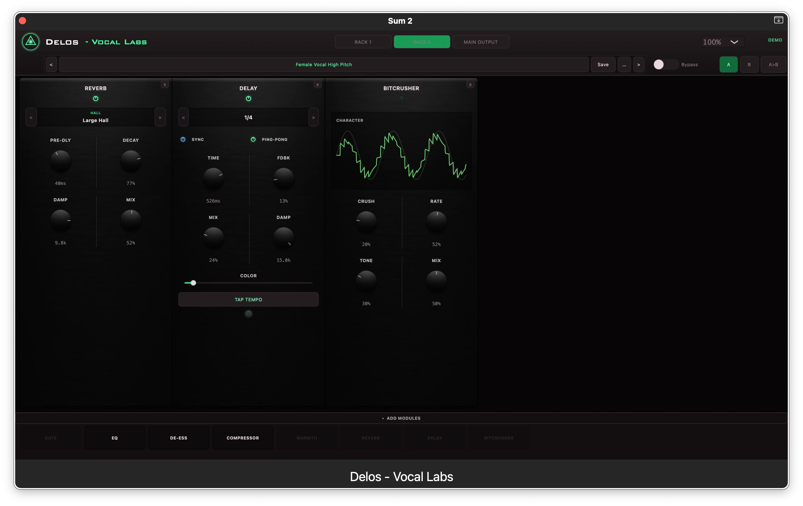 VOCAL LABS: Two racks, eight modules, any order